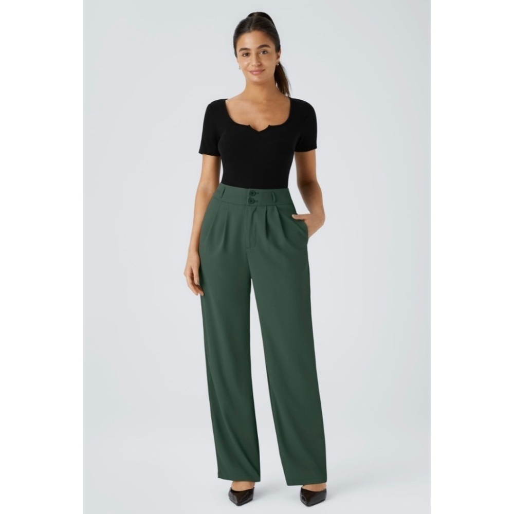 Halara High Waisted Two Button Shirredstraight Le… - image 3